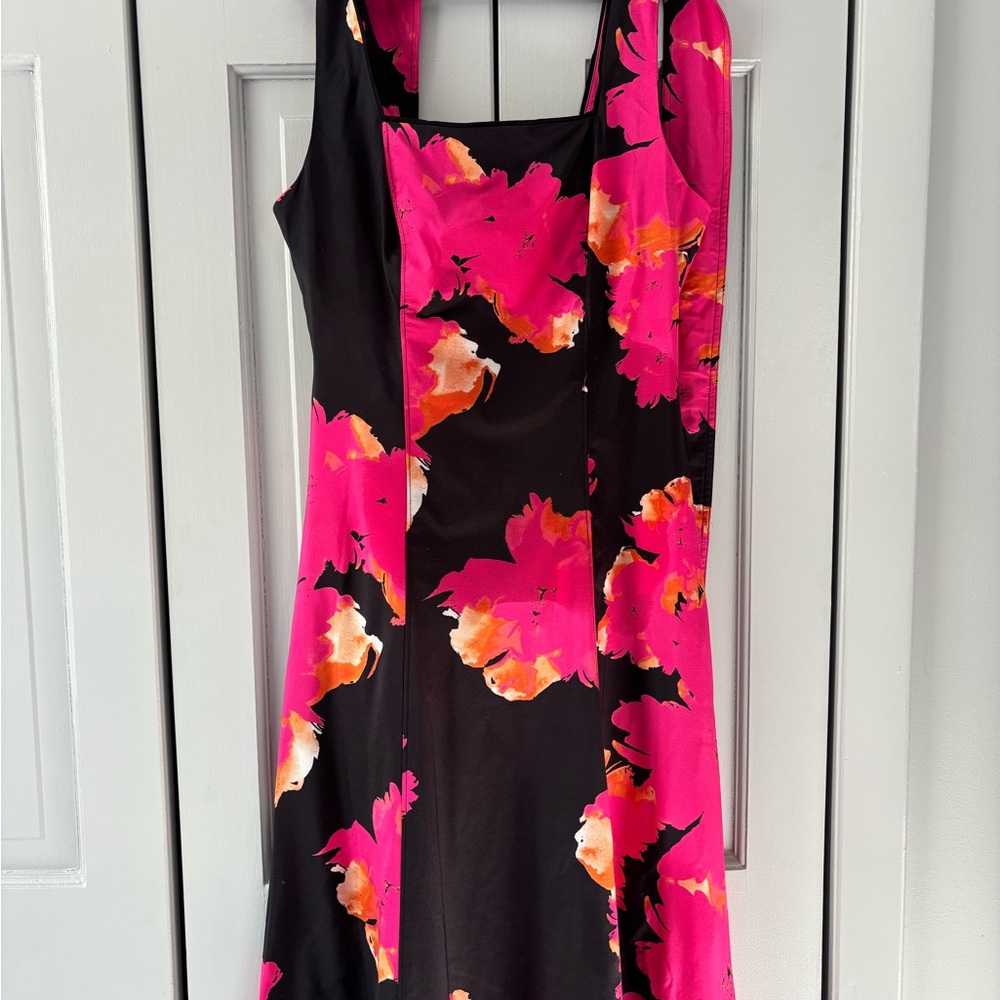 Natori Black and Pink Midi Dress